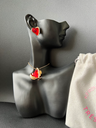  1 Pendentif +1 paire de boucle d’oreille coeur rouge pierre swarovski  S925🔴
