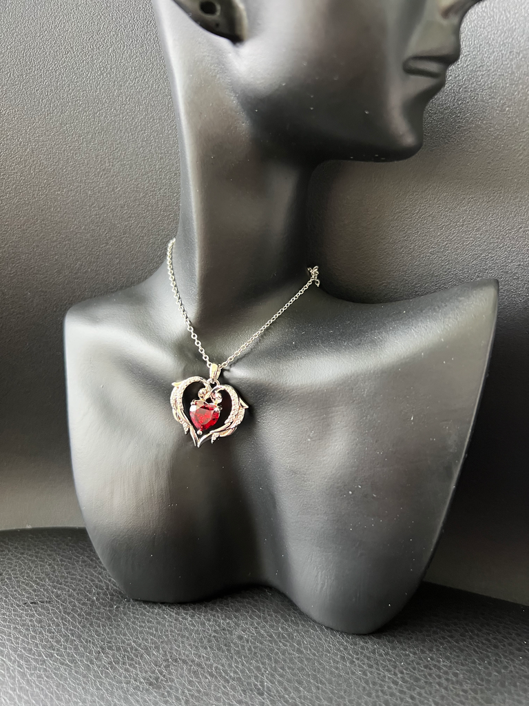 [KDF0035WEB]  1 Collier en coeur zircon argent 925 sterling