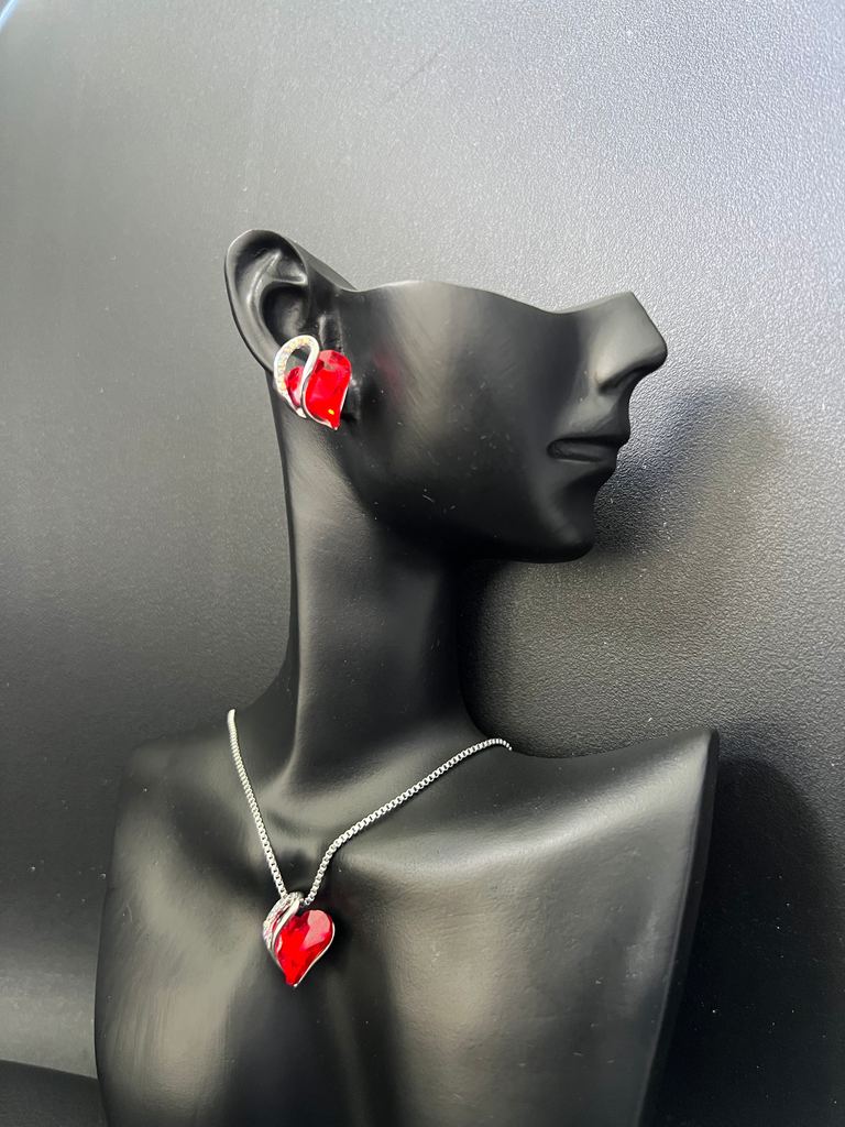 1 Collier + 1 paire de boucle d’oreille coeur🔴🔵🟢🩷